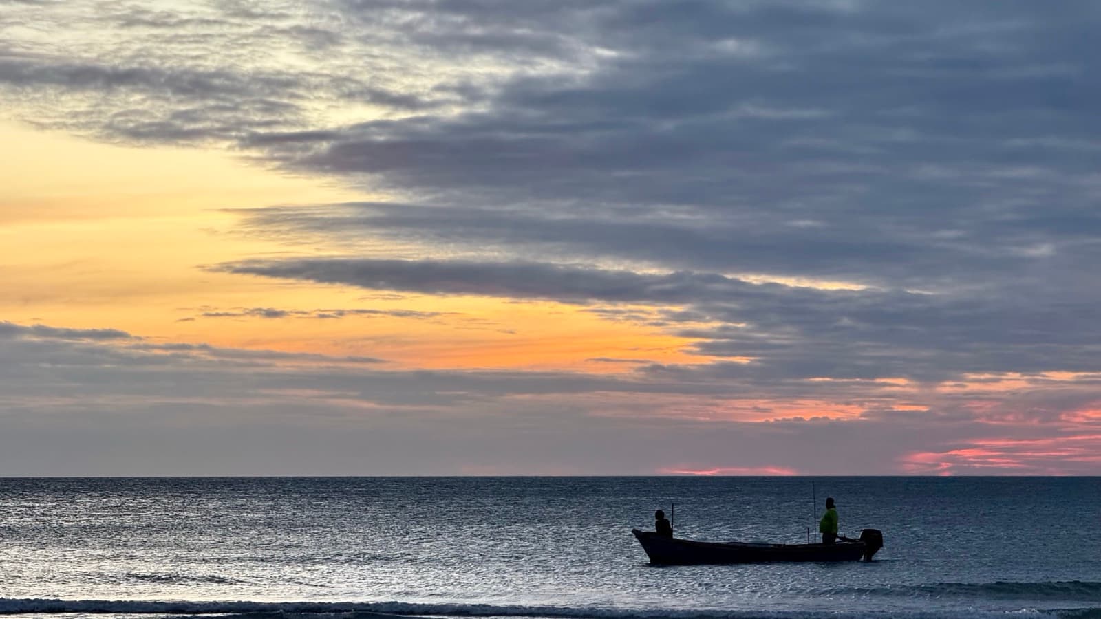 A fishing boat on the Gulf of Thailand at dusk